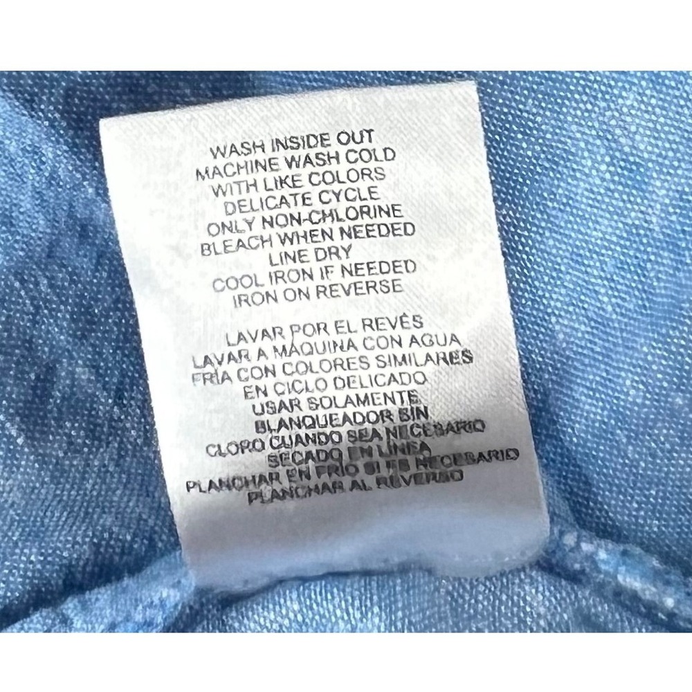 Lands End Womens Blue Linen Blend Split V-Neck 3/4 Sleeve Tunic Top Size M - Picture 7 of 7